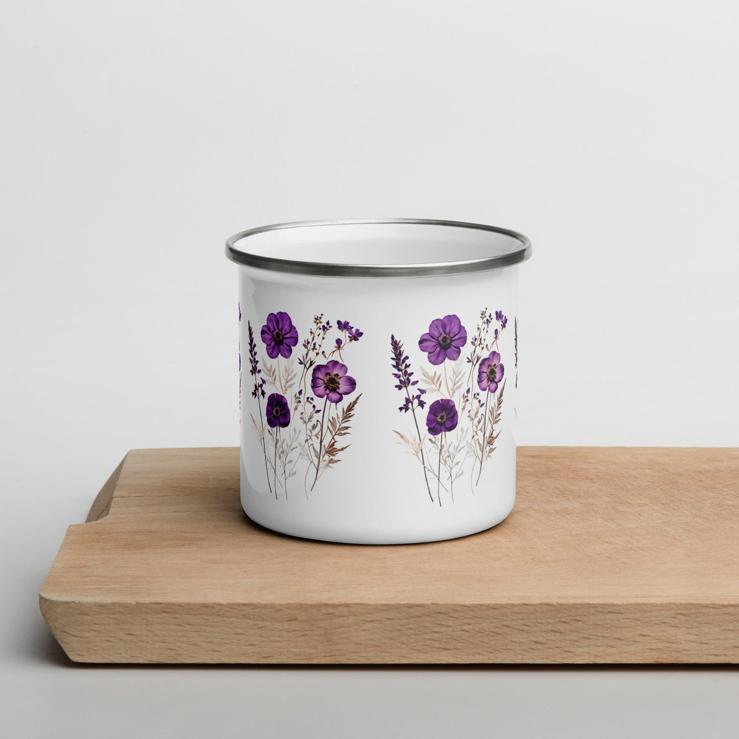 Purple Flowers Enamel Mug (12 oz) - Mugs - Discovery Co.