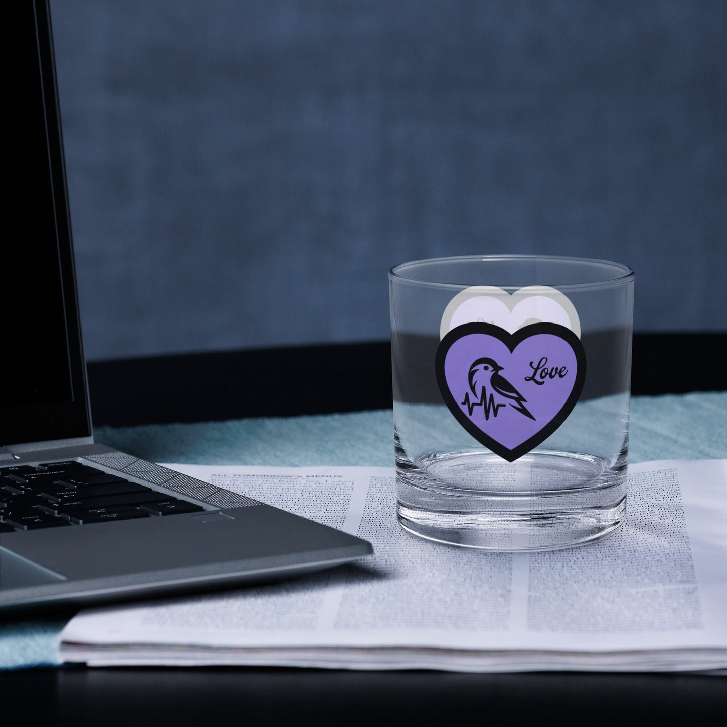 Purple Heartbeat Bird Rocks Glass - Rocks Glass - Discovery Co.