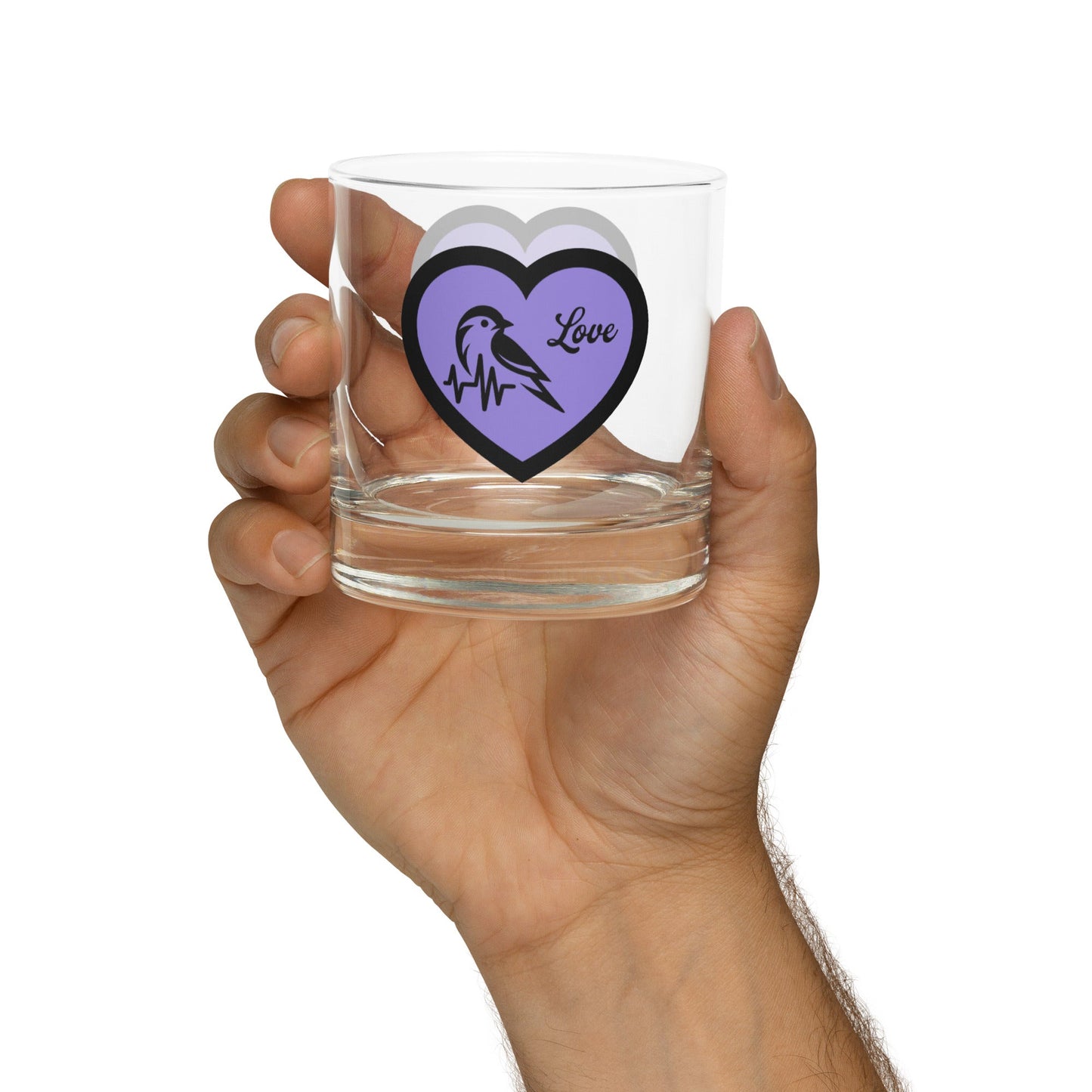 Purple Heartbeat Bird Rocks Glass - Rocks Glass - Discovery Co.