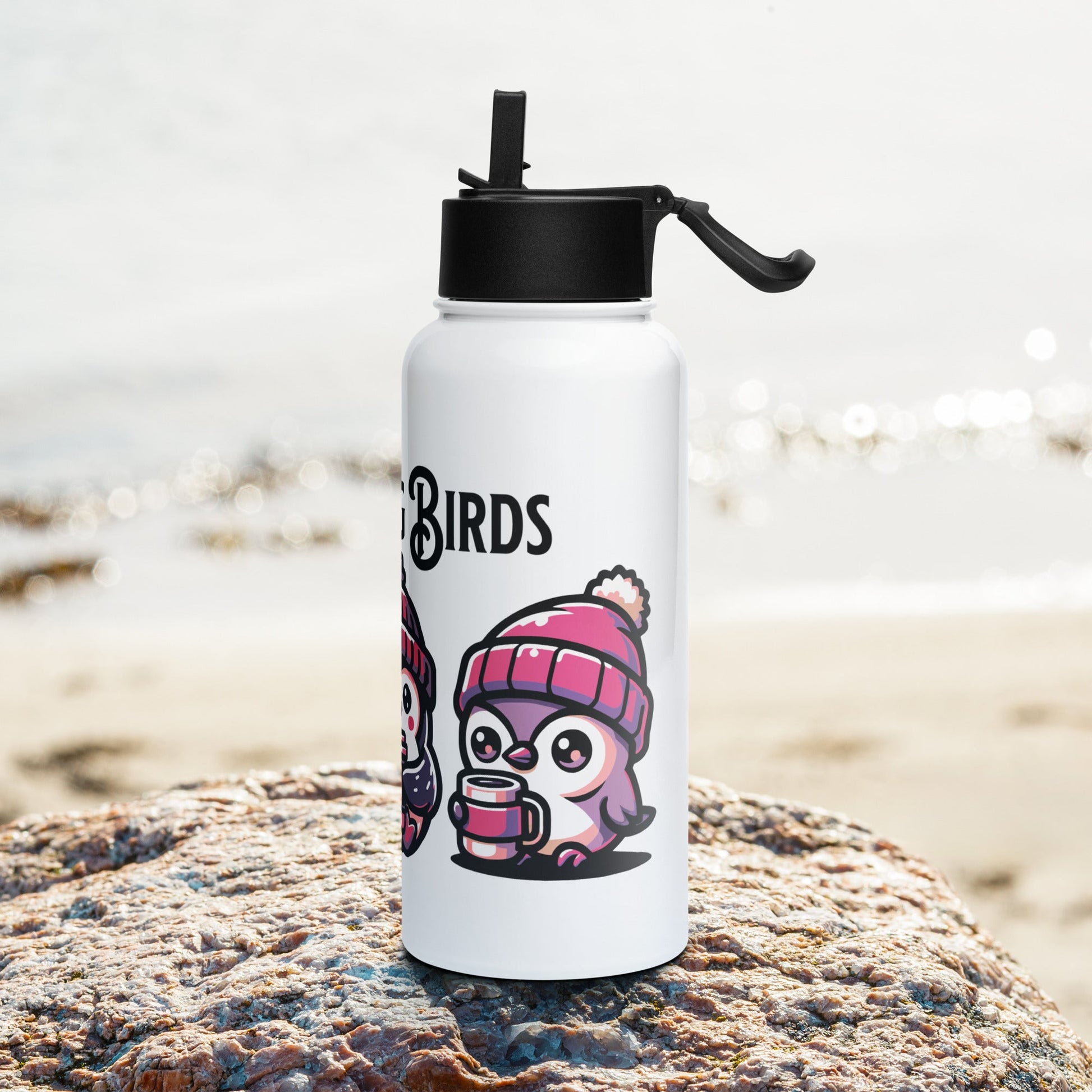 Purple Morning Birds Stainless Steel Water Bottle With Straw Lid - Stainless Steel Water Bottle With Straw Lid - Discovery Co.