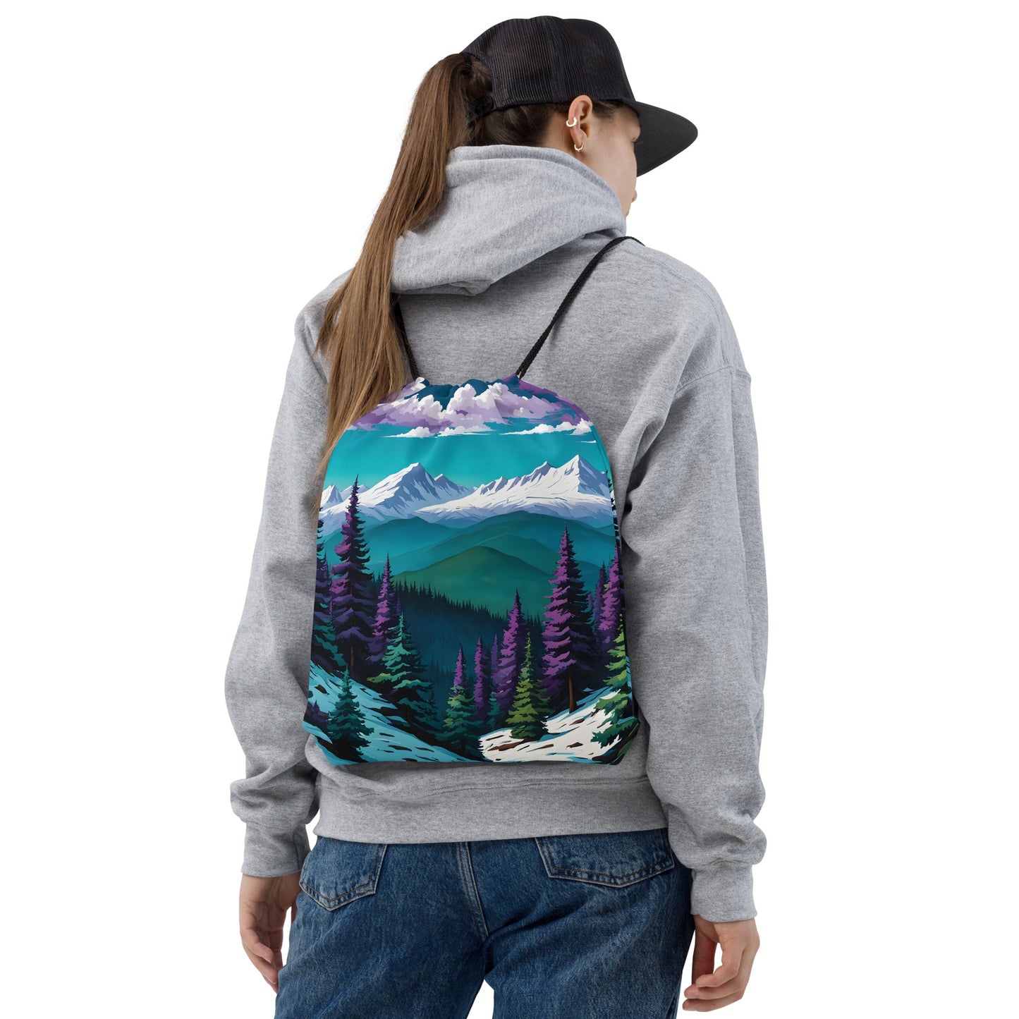 Purple Pine Forest Drawstring Bag - Drawstring Bag - Discovery Co.