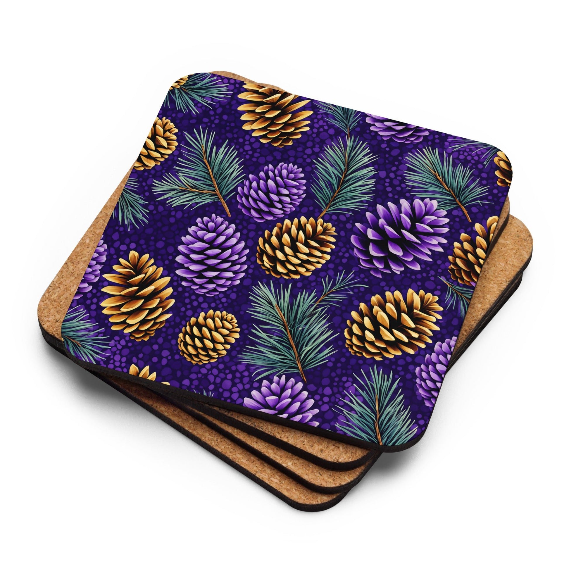Purple Pinecone Cork - back Coaster - Coasters - Discovery Co.