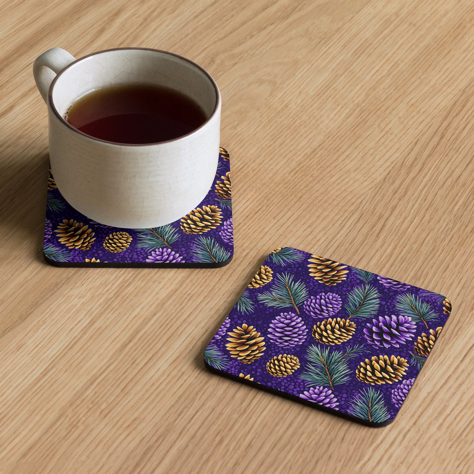 Purple Pinecone Cork - back Coaster - Coasters - Discovery Co.