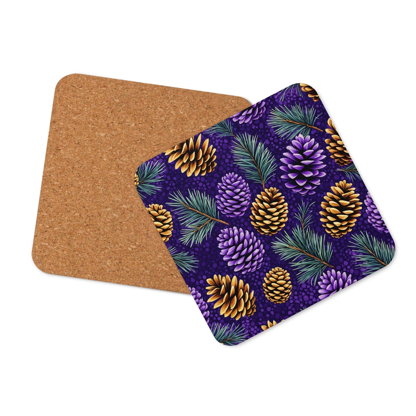 Purple Pinecone Cork - back Coaster - Coasters - Discovery Co.