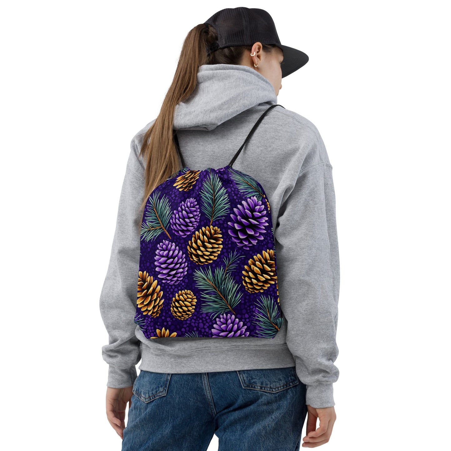 Purple Pinecone Drawstring Bag - Drawstring Bag - Discovery Co.