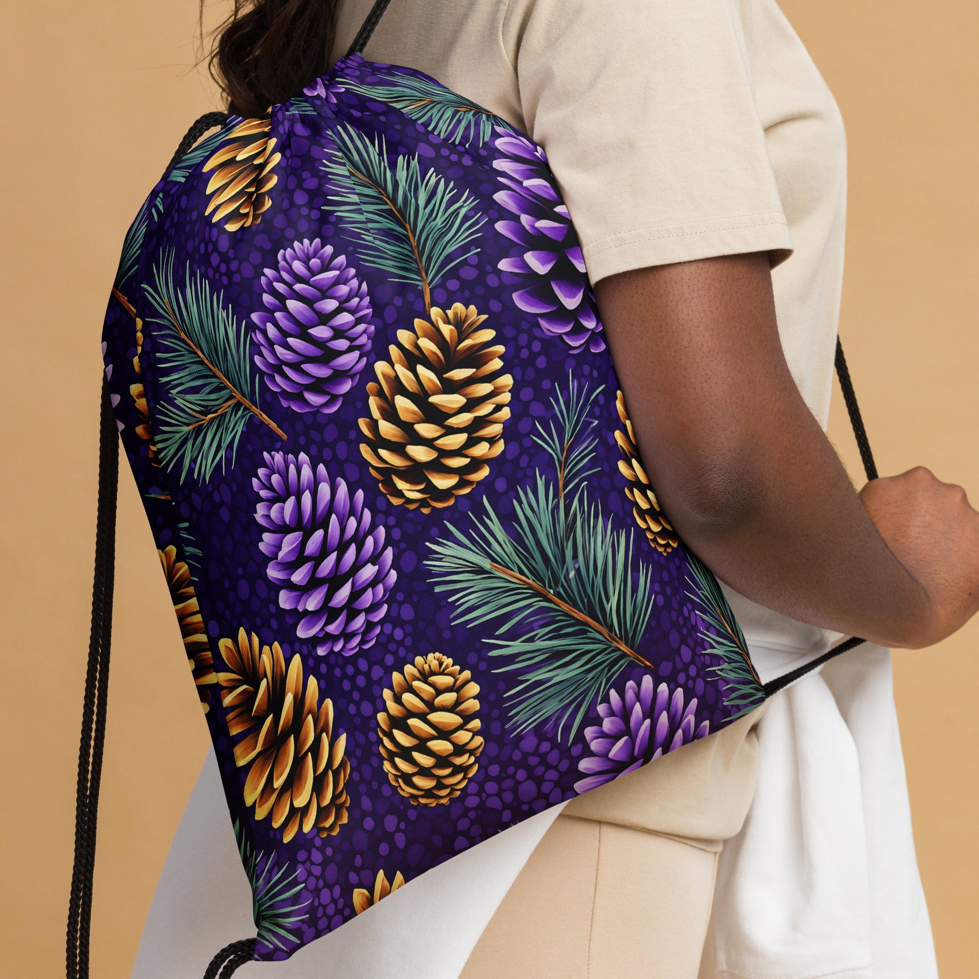 Purple Pinecone Drawstring Bag - Drawstring Bag - Discovery Co.