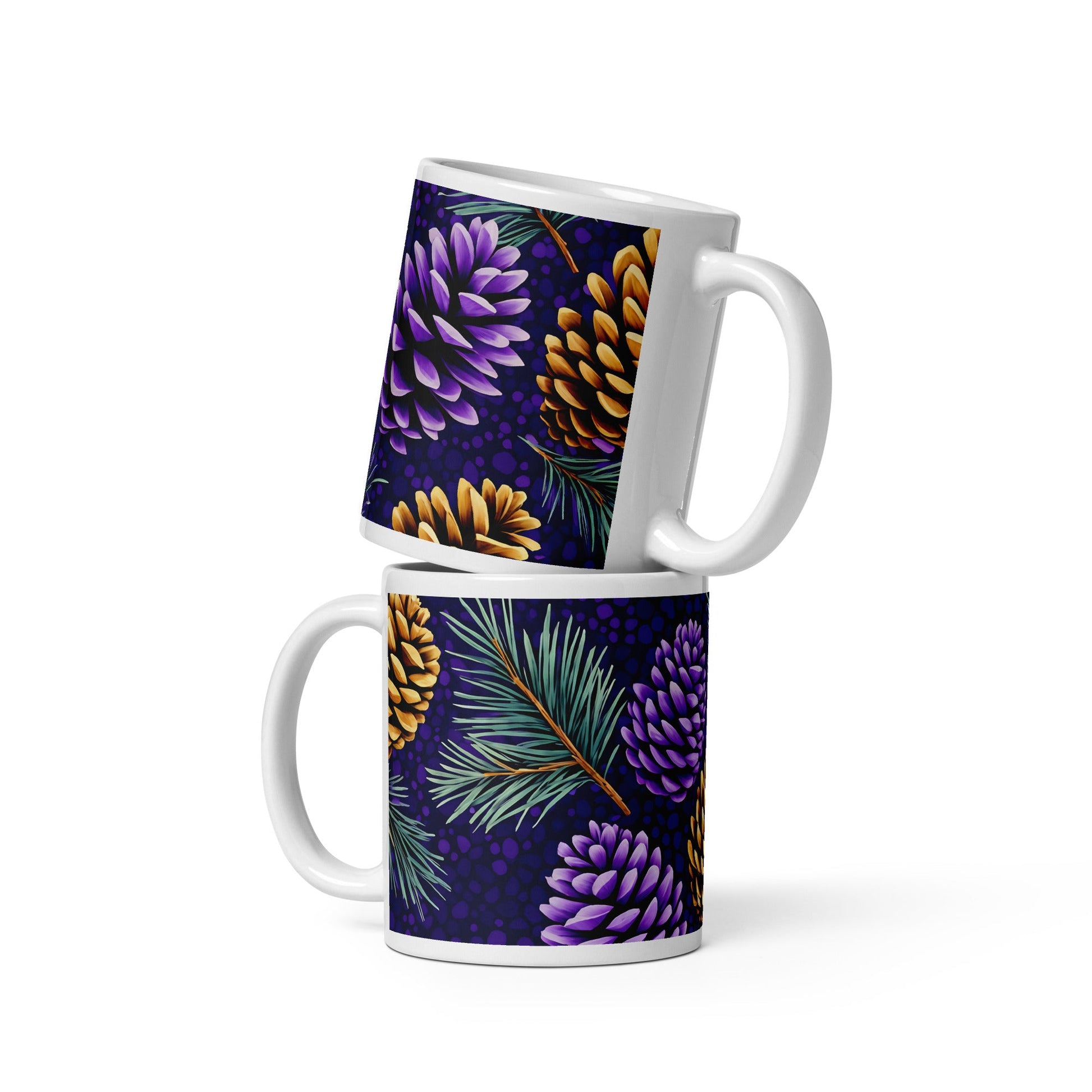 Purple Pinecone White Glossy Mug (11 oz, 15 oz, 20 oz) - Mugs - Discovery Co.