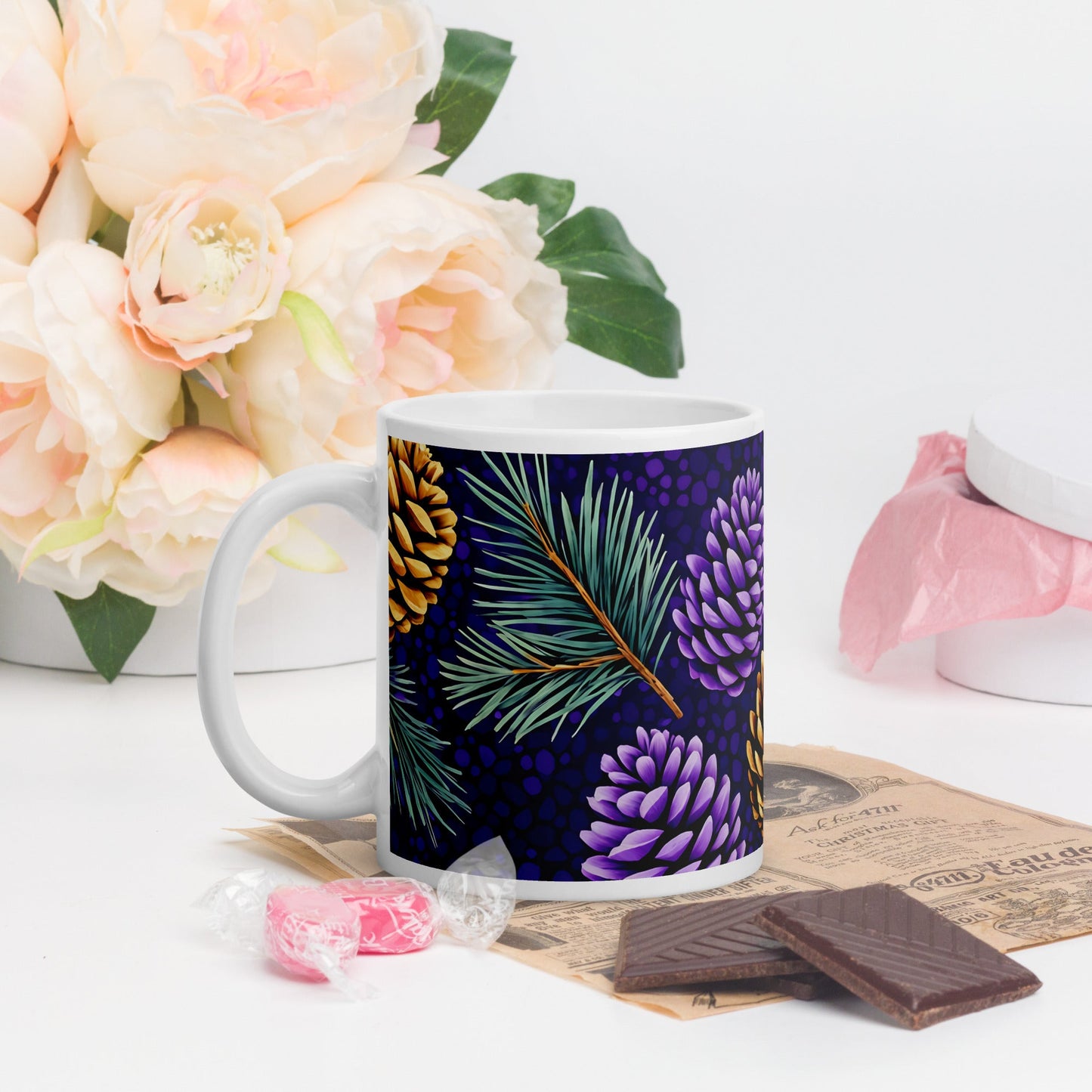 Purple Pinecone White Glossy Mug (11 oz, 15 oz, 20 oz) - Mugs - Discovery Co.