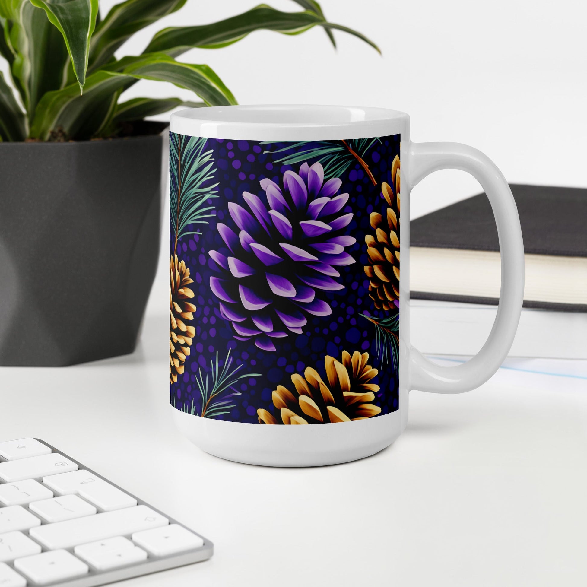 Purple Pinecone White Glossy Mug (11 oz, 15 oz, 20 oz) - Mugs - Discovery Co.