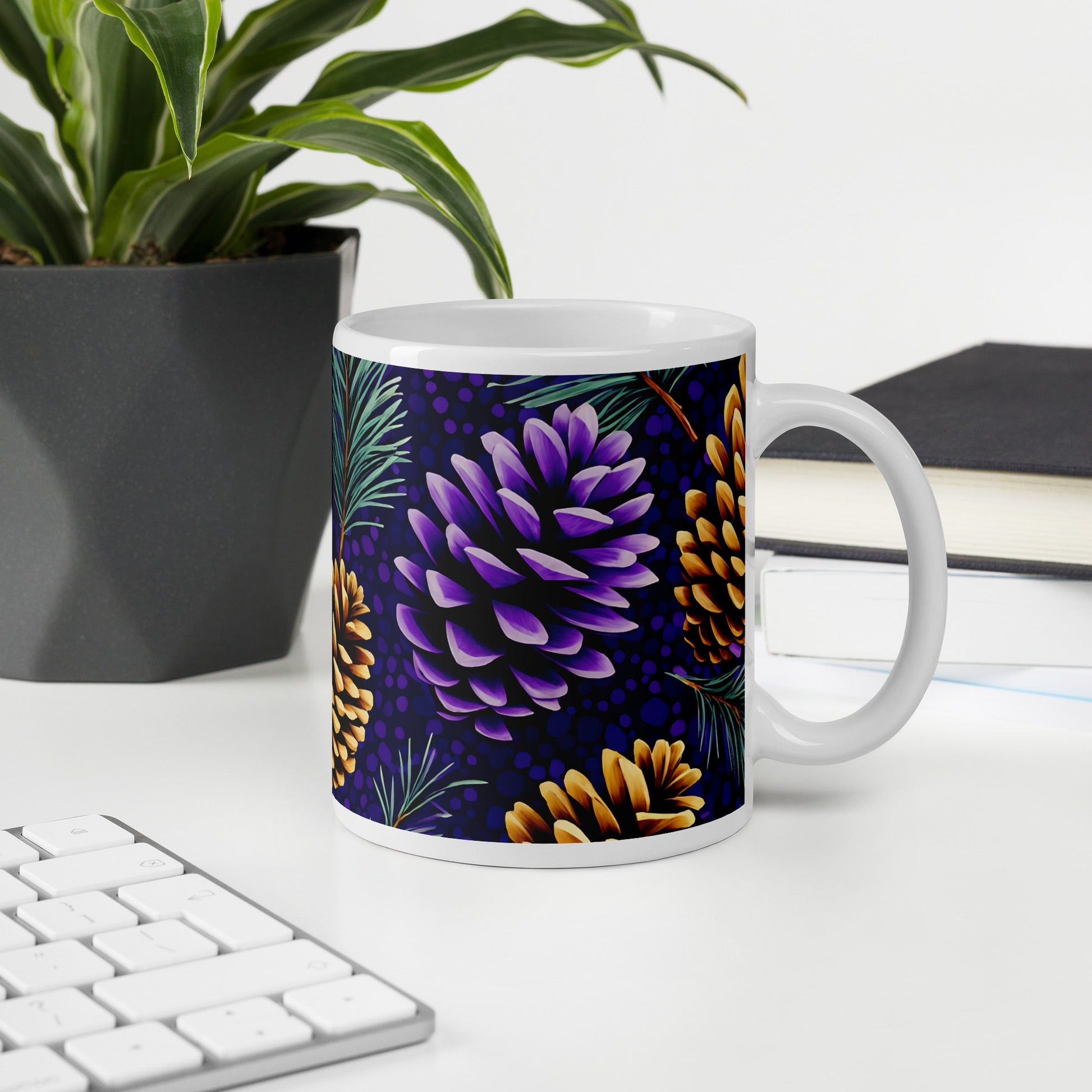 Purple Pinecone White Glossy Mug (11 oz, 15 oz, 20 oz) - Mugs - Discovery Co.