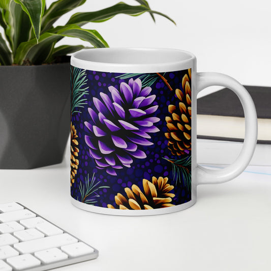Purple Pinecone White Glossy Mug (11 oz, 15 oz, 20 oz) - Mugs - Discovery Co.