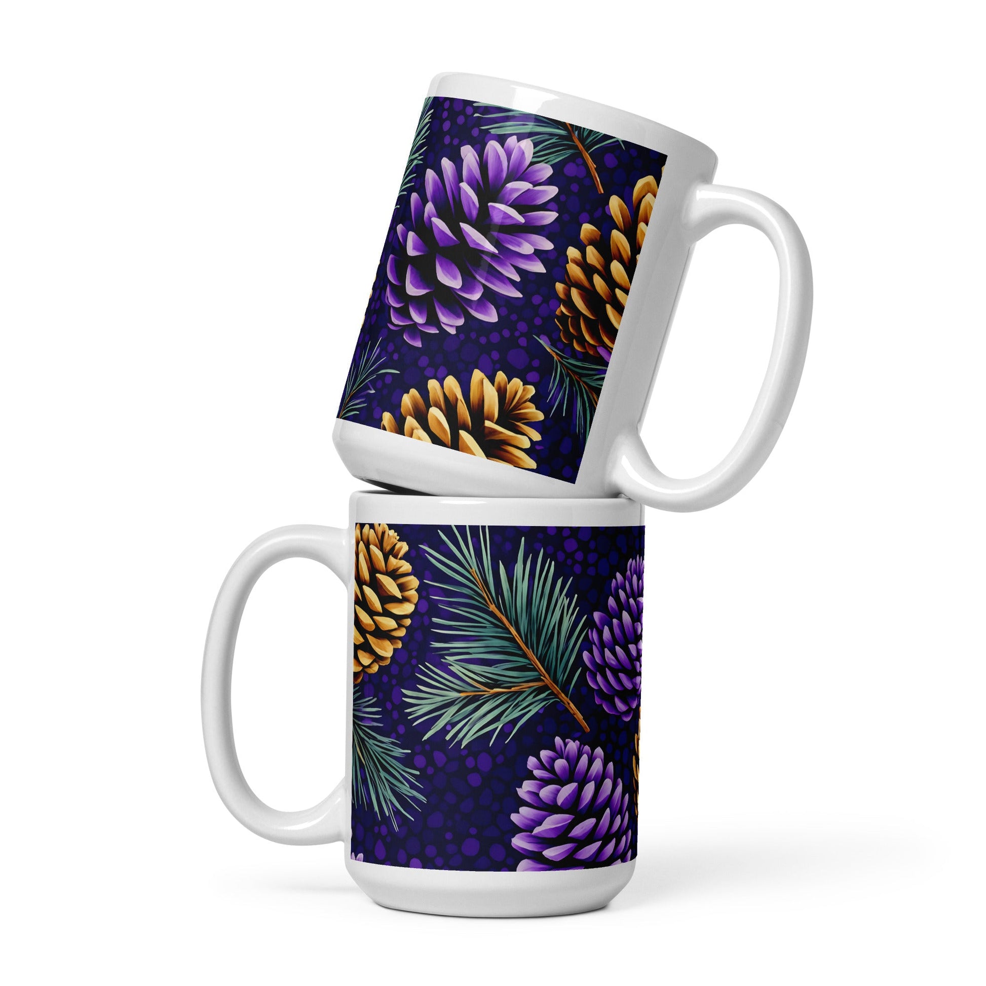 Purple Pinecone White Glossy Mug (11 oz, 15 oz, 20 oz) - Mugs - Discovery Co.