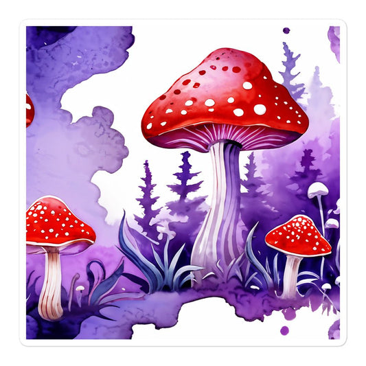 Purple Watercolor Mushroom Bubble-free Stickers - Stickers - Discovery Co.