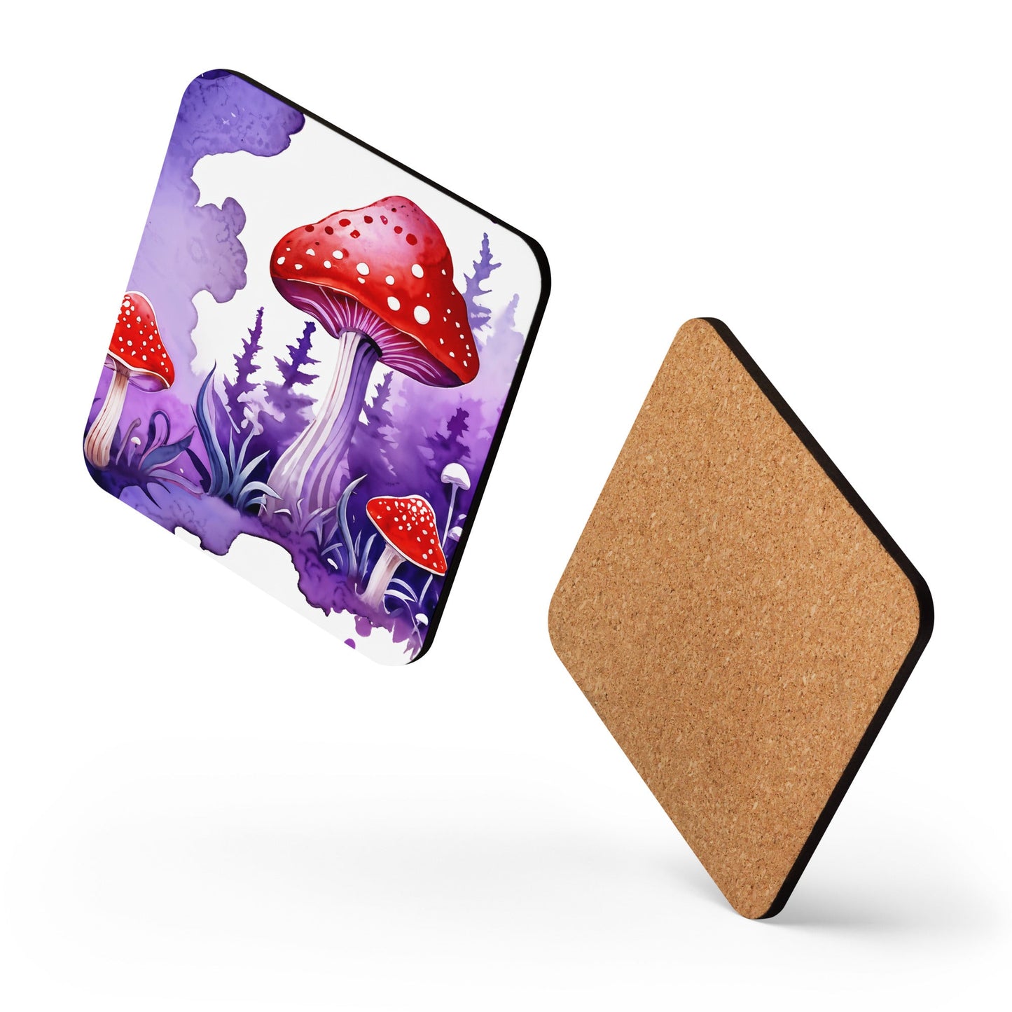 Purple Watercolor Mushroom Cork-back Coaster - Coasters - Discovery Co.