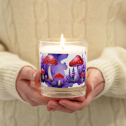 Purple Watercolor Mushroom Glass Jar Soy Wax Candle - Candles - Discovery Co.