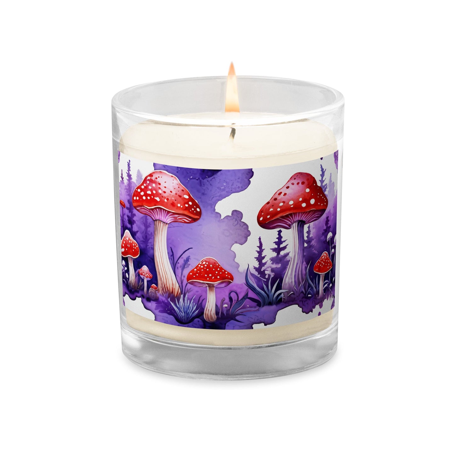 Purple Watercolor Mushroom Glass Jar Soy Wax Candle - Candles - Discovery Co.