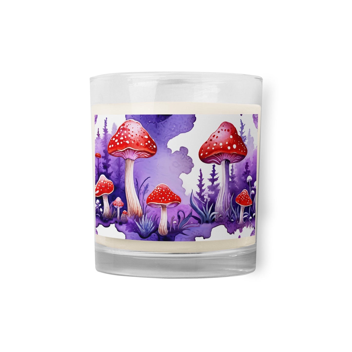 Purple Watercolor Mushroom Glass Jar Soy Wax Candle - Candles - Discovery Co.