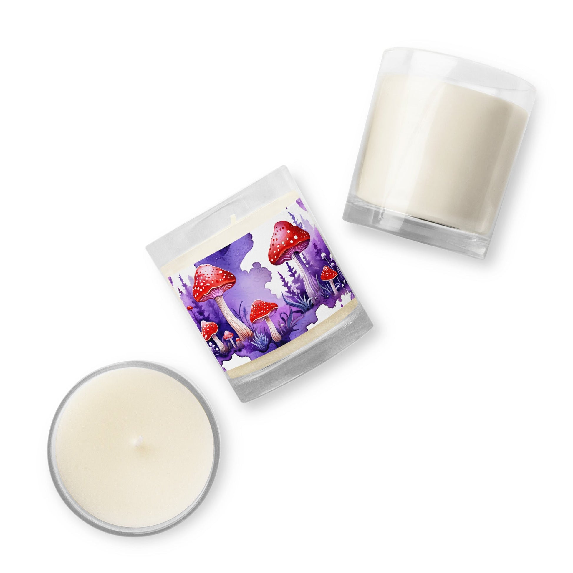 Purple Watercolor Mushroom Glass Jar Soy Wax Candle - Candles - Discovery Co.