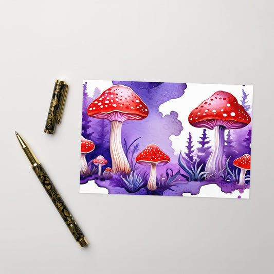 Purple Watercolor Mushroom Greeting Card - Greeting Card - Discovery Co.