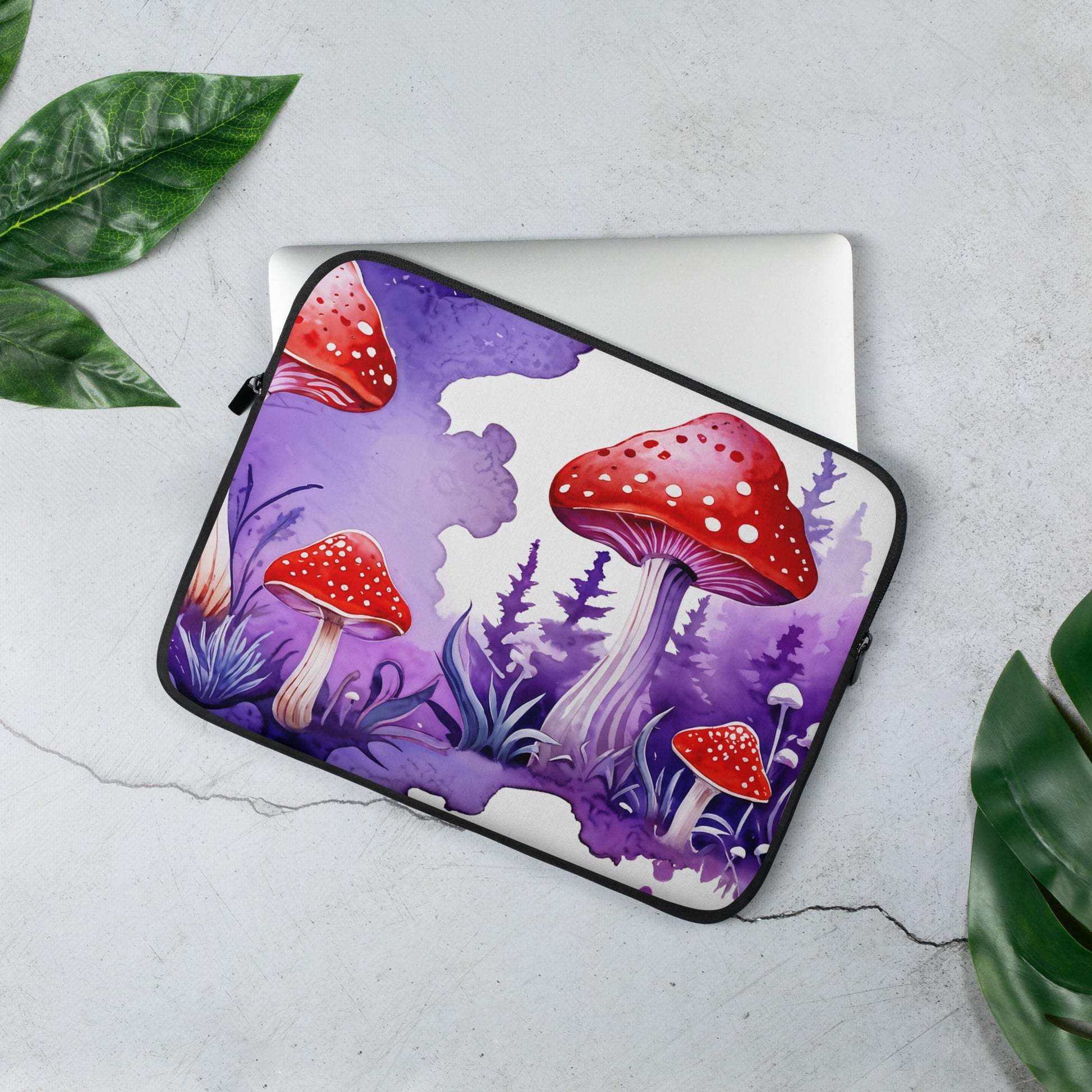 Purple Watercolor Mushroom Laptop Sleeve - Laptop Cases - Discovery Co.