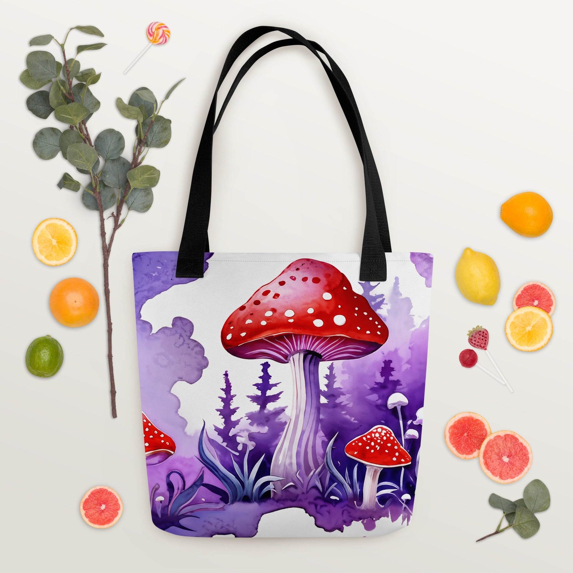 Purple Watercolor Mushroom Tote Bag - Tote Bags - Discovery Co.