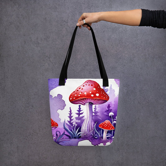 Purple Watercolor Mushroom Tote Bag - Tote Bags - Discovery Co.