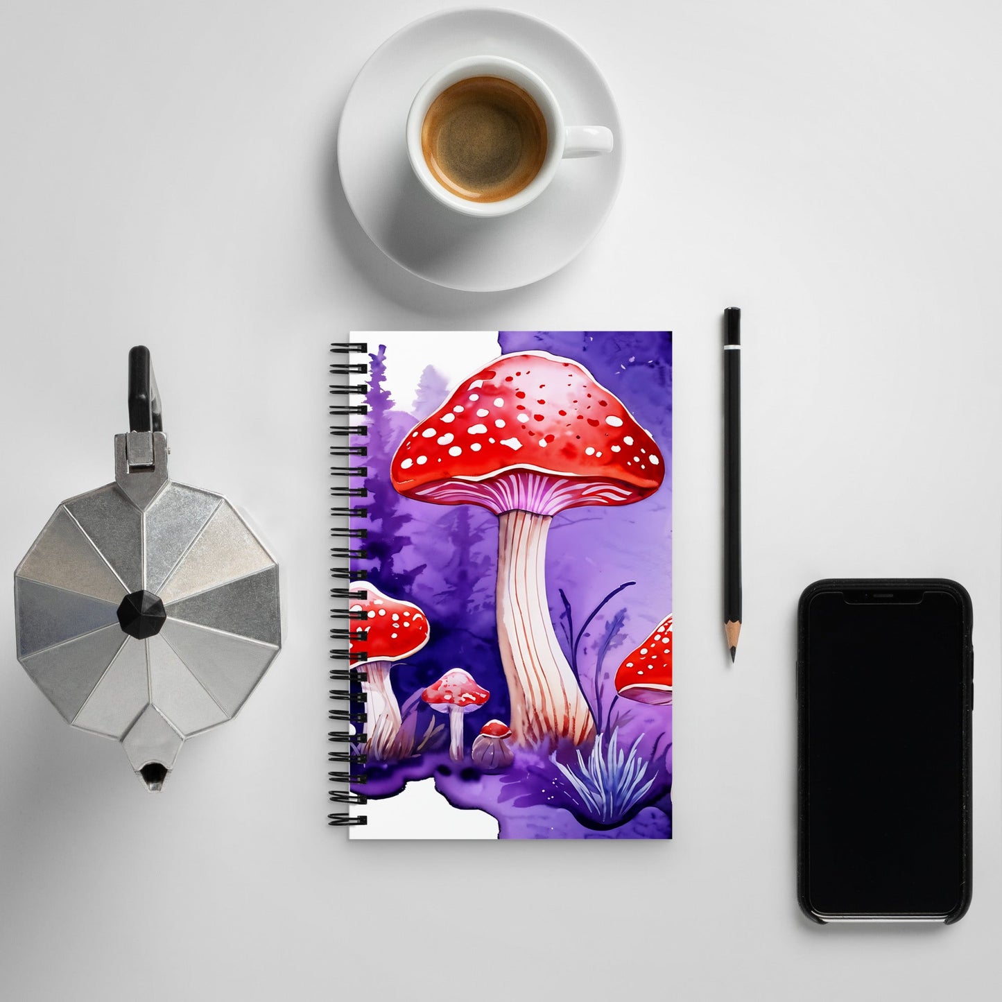 Purple Watercolor Mushrooms 2 Spiral Notebook - Spiral Notebooks - Discovery Co.