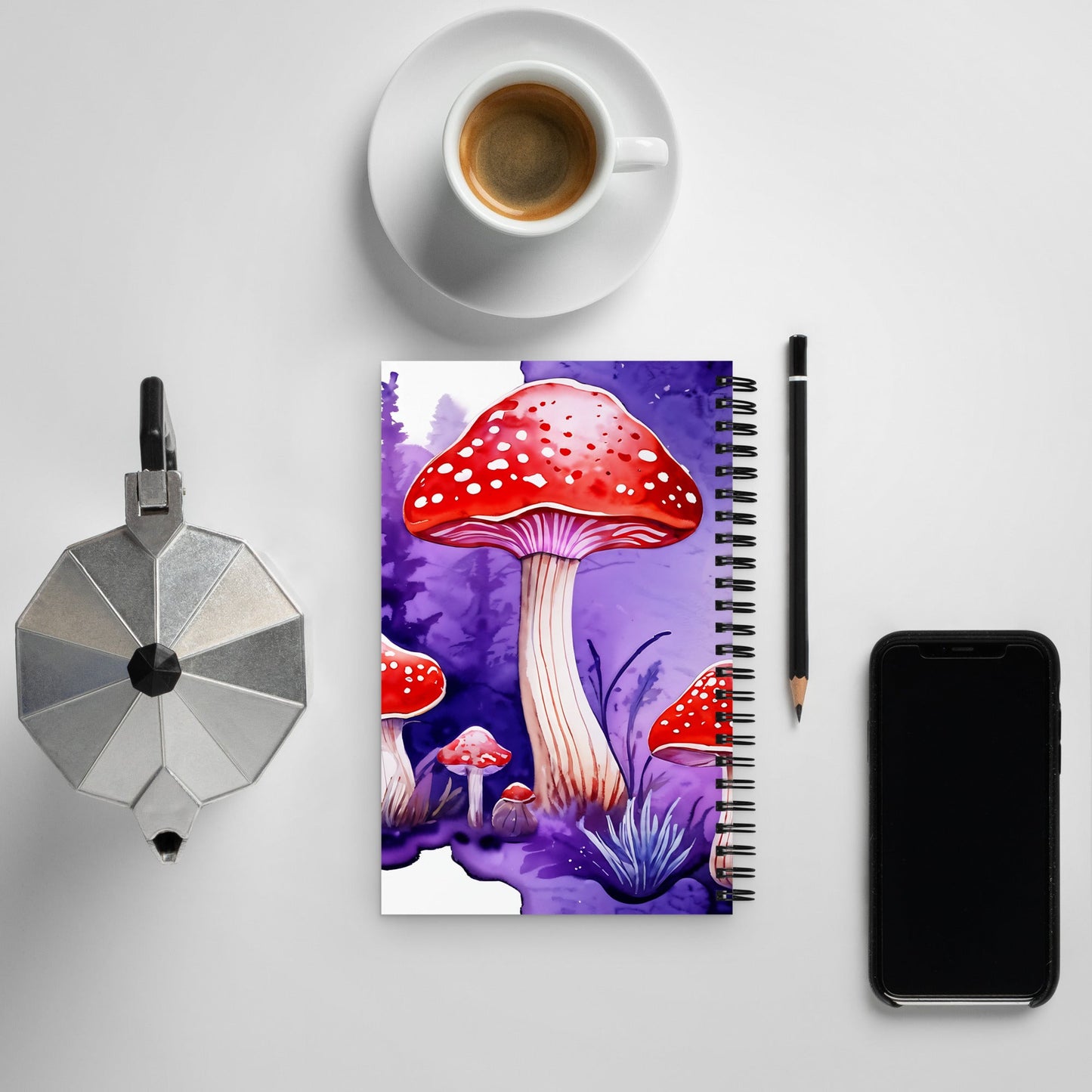 Purple Watercolor Mushrooms 2 Spiral Notebook - Spiral Notebooks - Discovery Co.