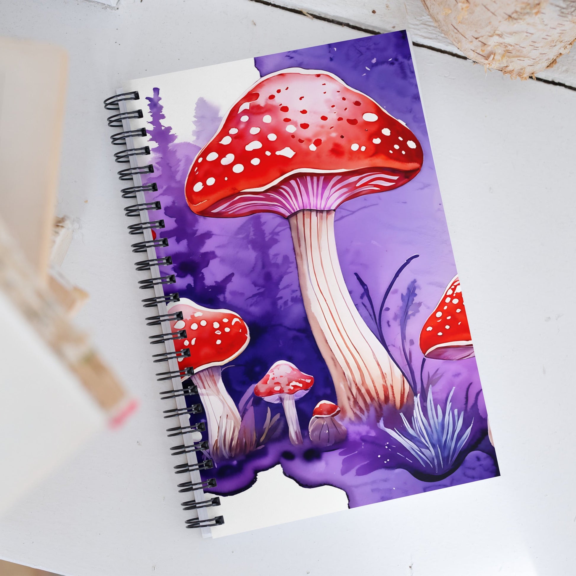 Purple Watercolor Mushrooms 2 Spiral Notebook - Spiral Notebooks - Discovery Co.