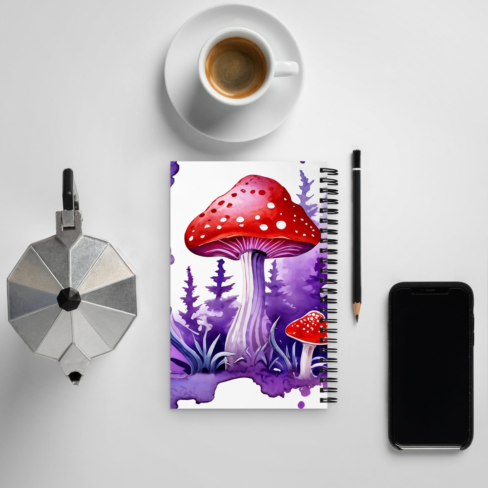 Purple Watercolor Mushrooms Spiral Notebook - Spiral Notebooks - Discovery Co.