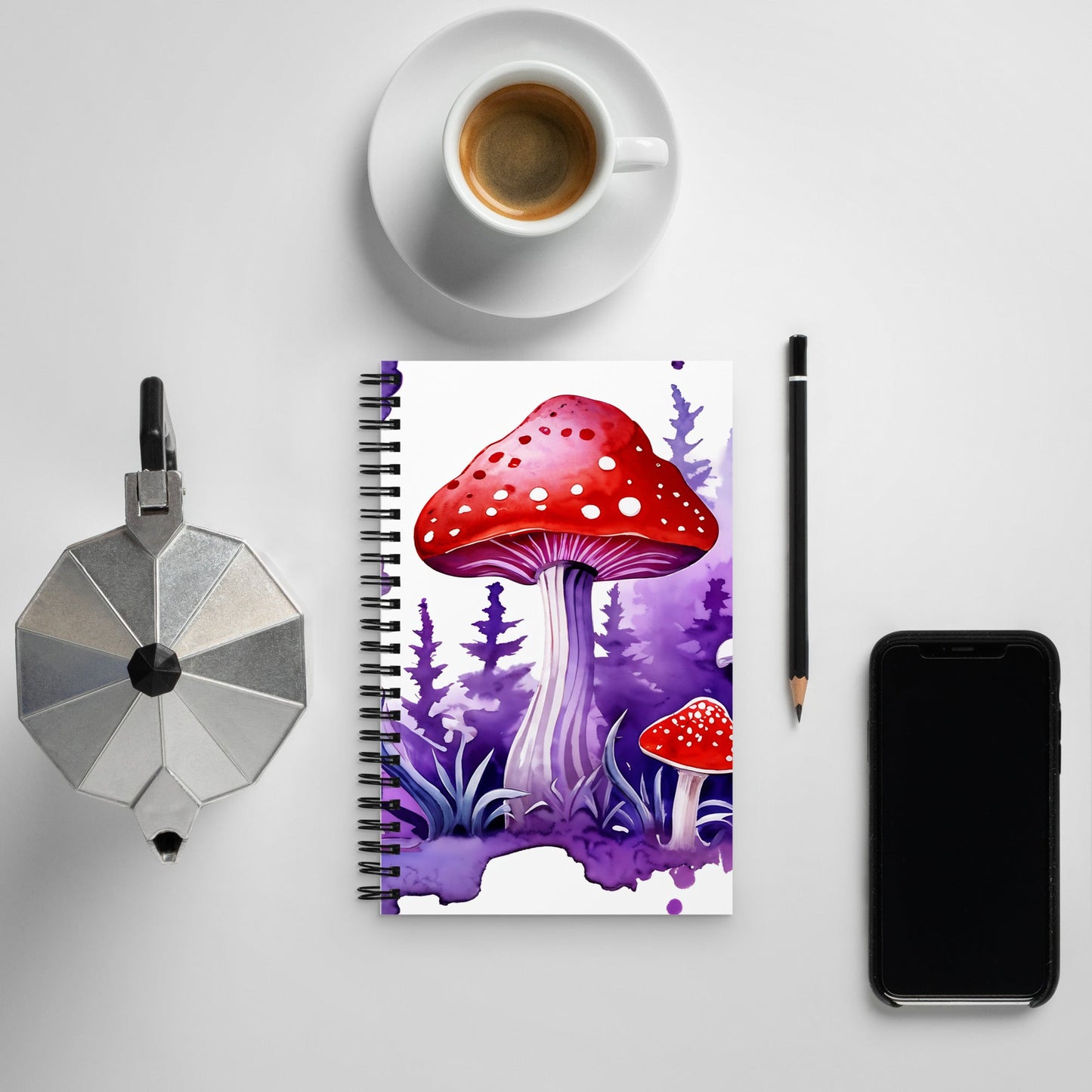 Purple Watercolor Mushrooms Spiral Notebook - Spiral Notebooks - Discovery Co.