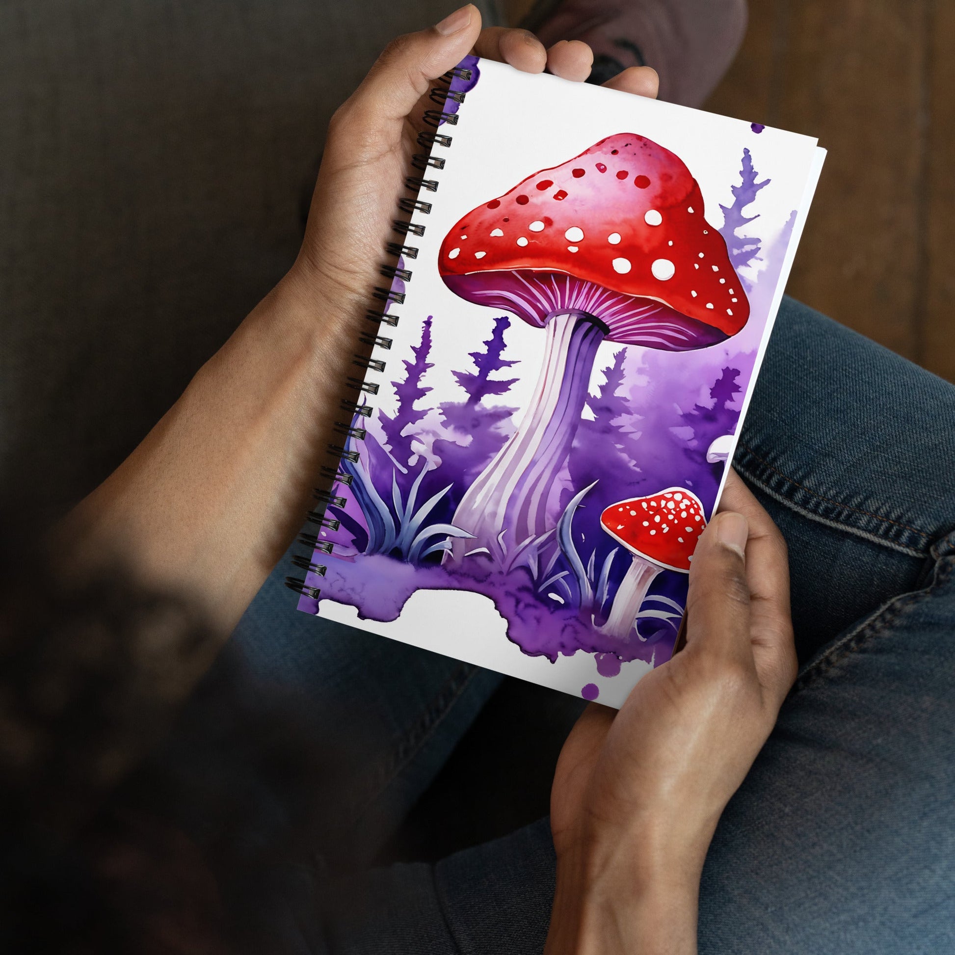 Purple Watercolor Mushrooms Spiral Notebook - Spiral Notebooks - Discovery Co.