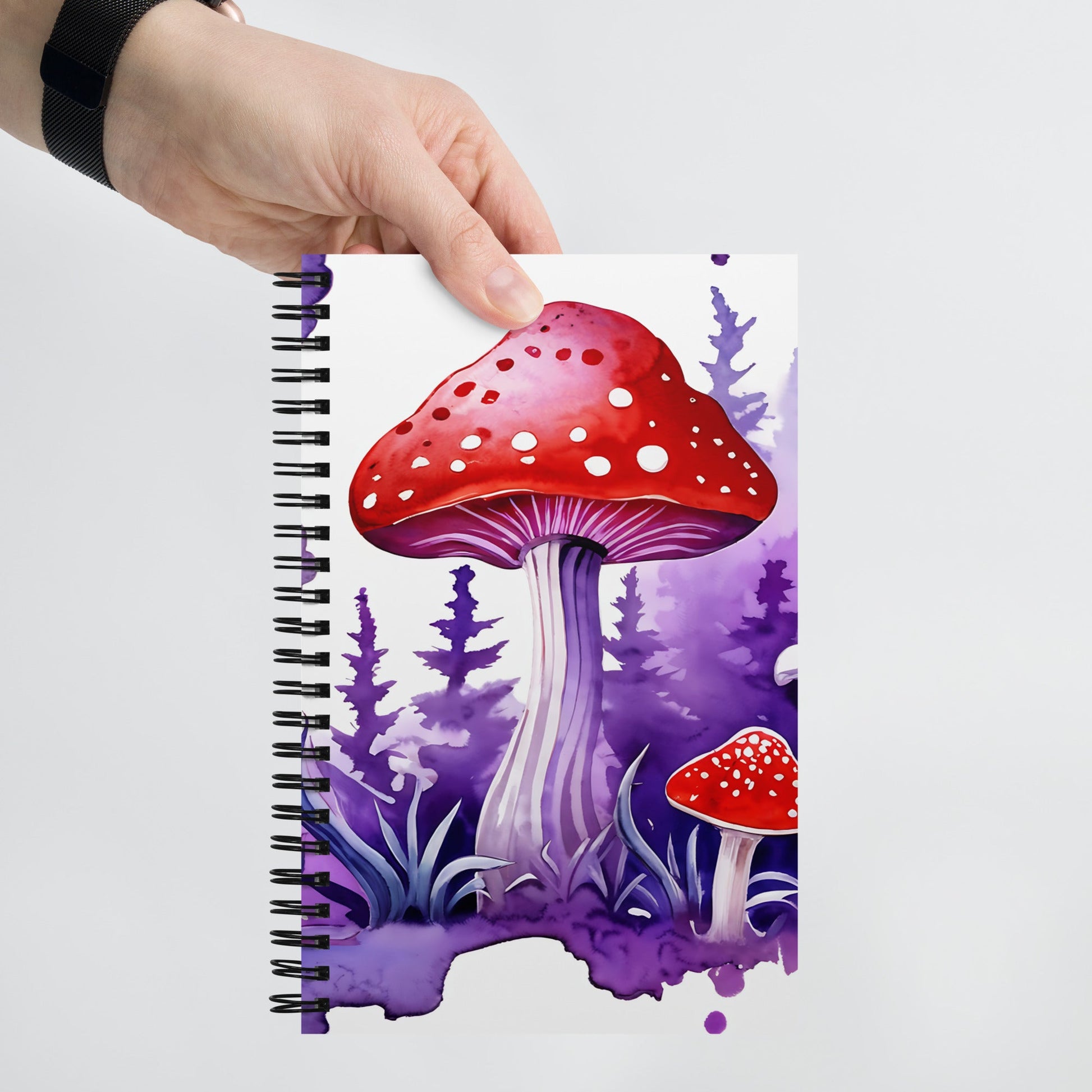 Purple Watercolor Mushrooms Spiral Notebook - Spiral Notebooks - Discovery Co.