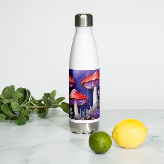 Purple Watercolor Mushrooms Stainless Steel Water Bottle - Stainless Steel Water Bottle - Discovery Co.