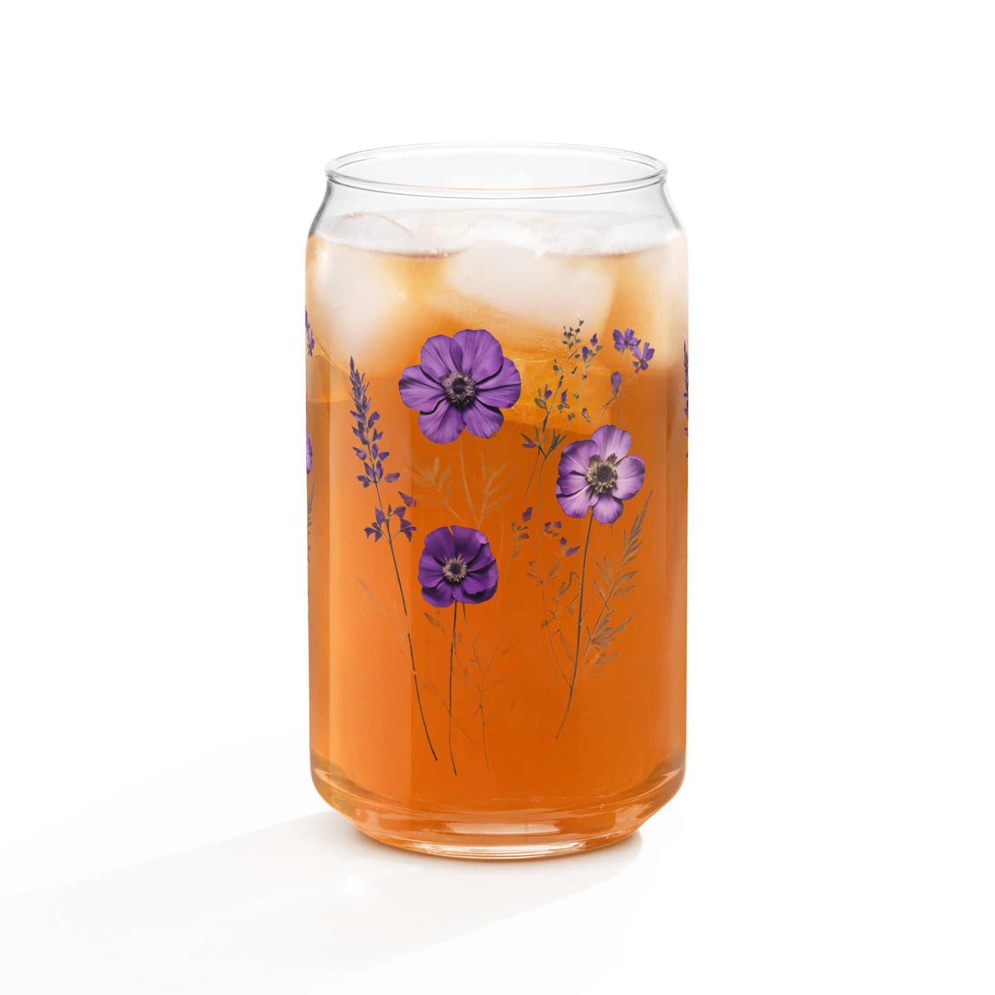 Purple Wildflowers Can - shaped Glass - Can - Shaped Glass - Discovery Co.