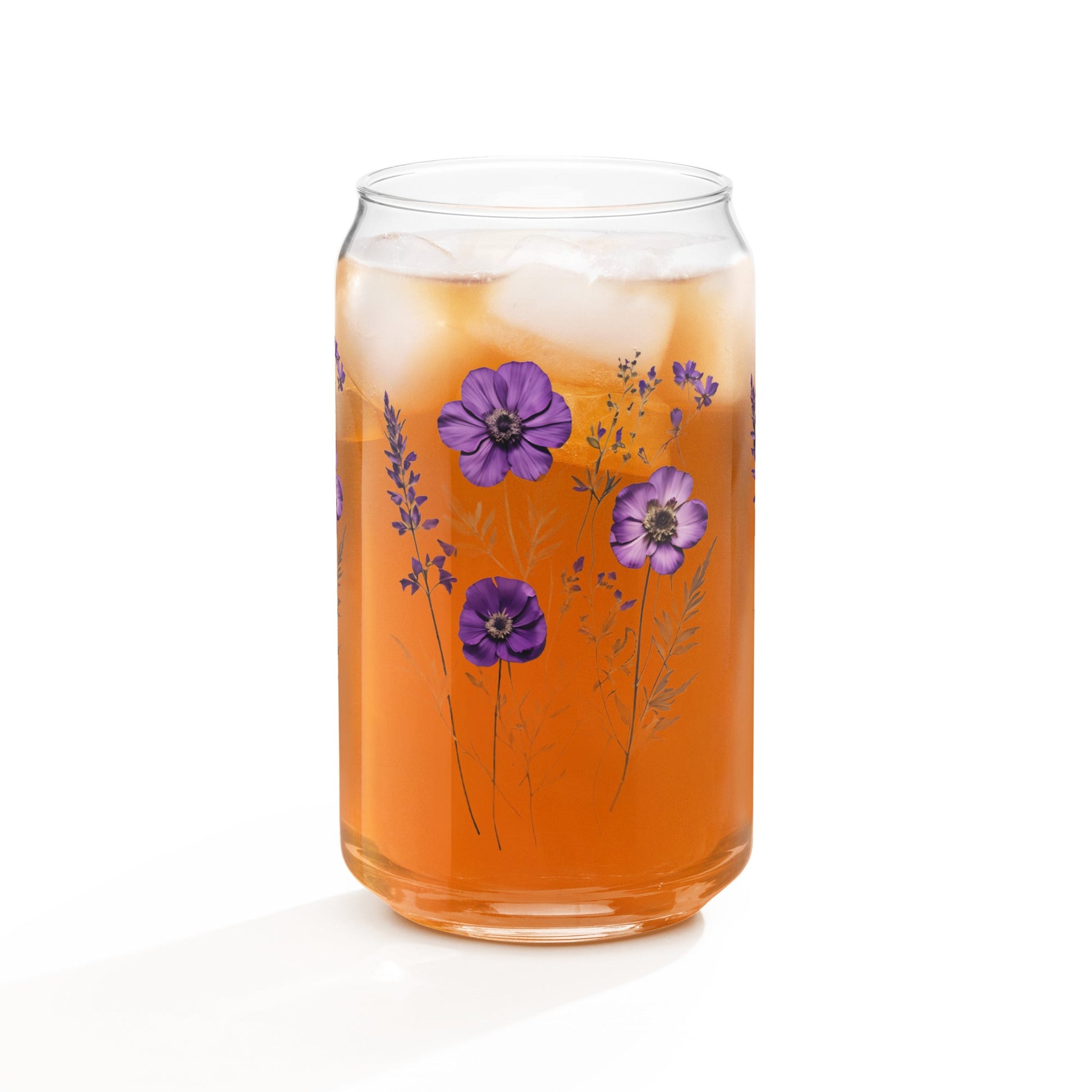 Purple Wildflowers Can - shaped Glass - Can - Shaped Glass - Discovery Co.