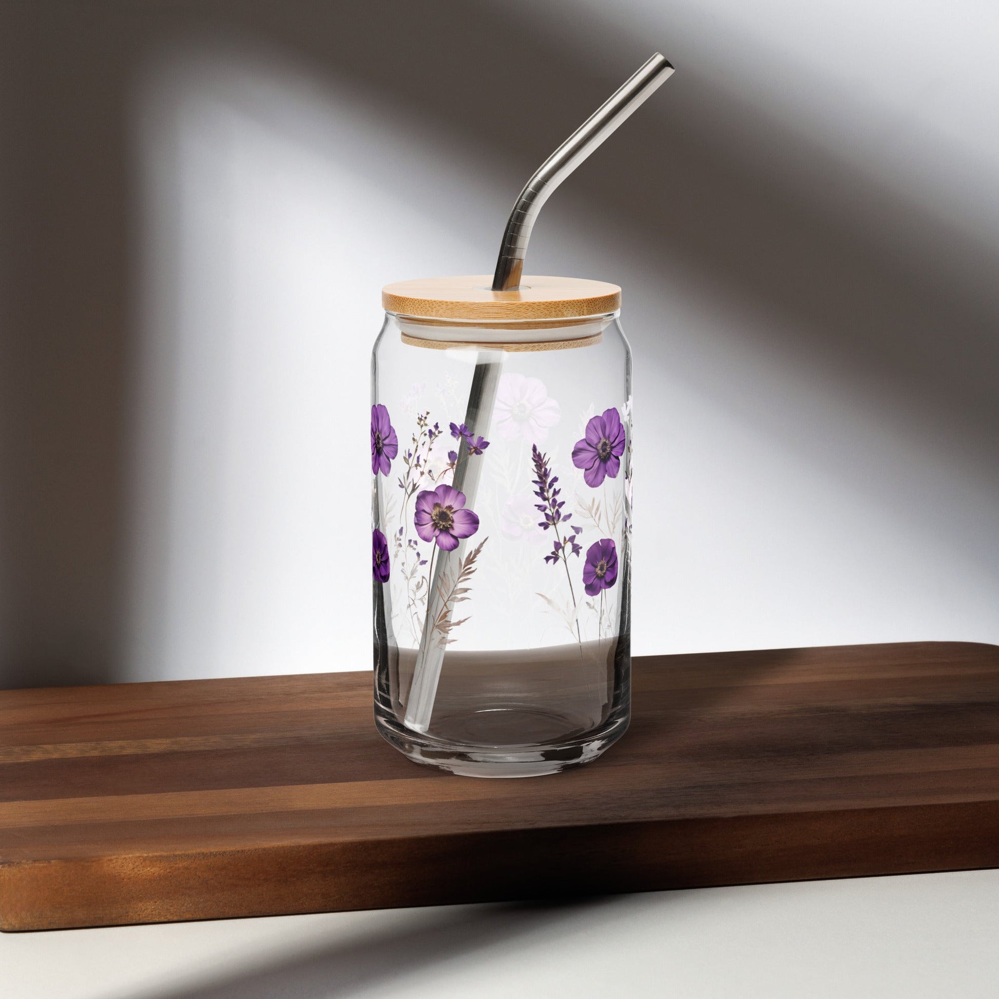 Purple Wildflowers Can - shaped Glass - Can - Shaped Glass - Discovery Co.