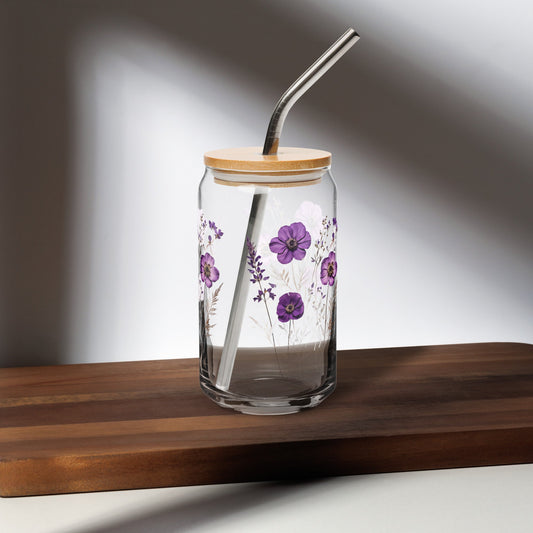 Purple Wildflowers Can - shaped Glass - Can - Shaped Glass - Discovery Co.