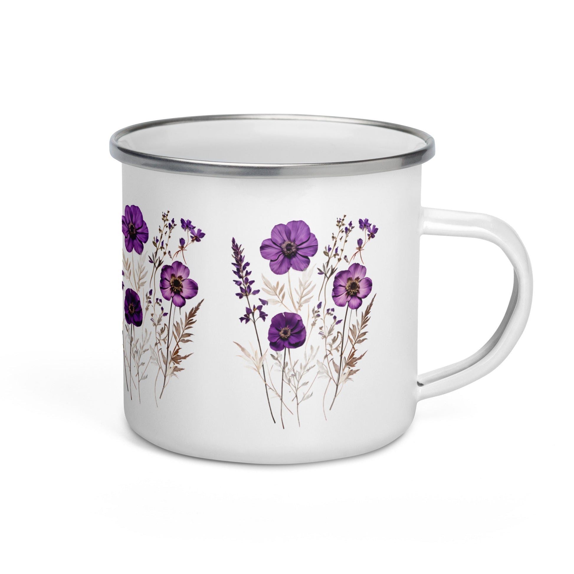 Purple Wildflowers Enamel Mug (12 oz) - Mugs - Discovery Co.