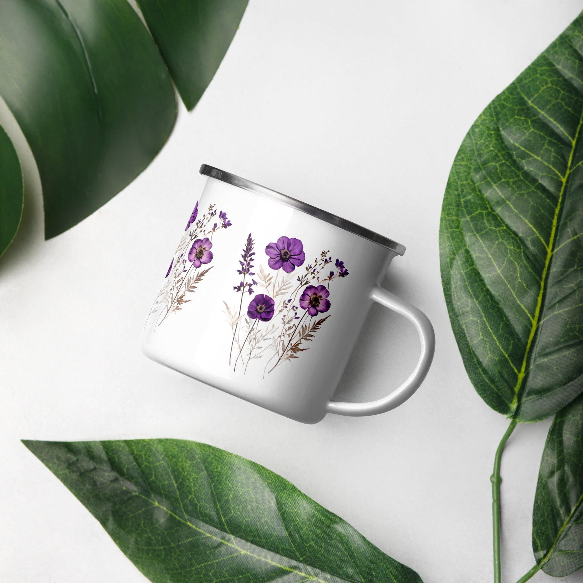 Purple Wildflowers Enamel Mug (12 oz) - Mugs - Discovery Co.