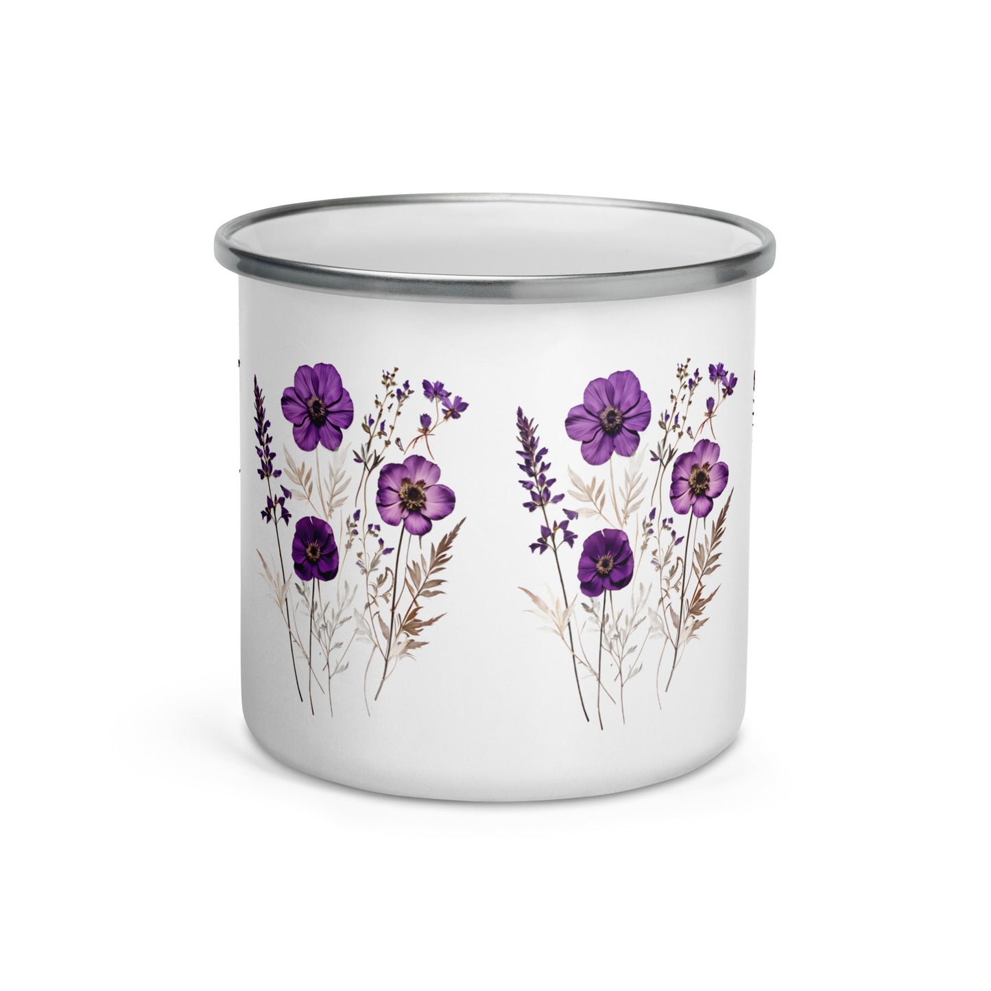 Purple Wildflowers Enamel Mug (12 oz) - Mugs - Discovery Co.