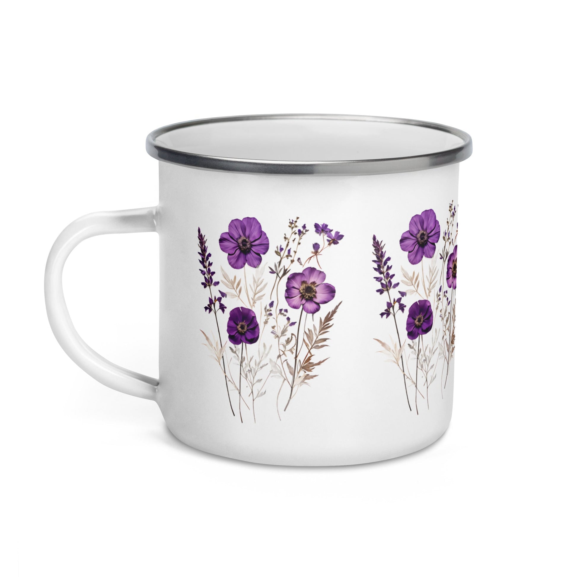 Purple Wildflowers Enamel Mug (12 oz) - Mugs - Discovery Co.