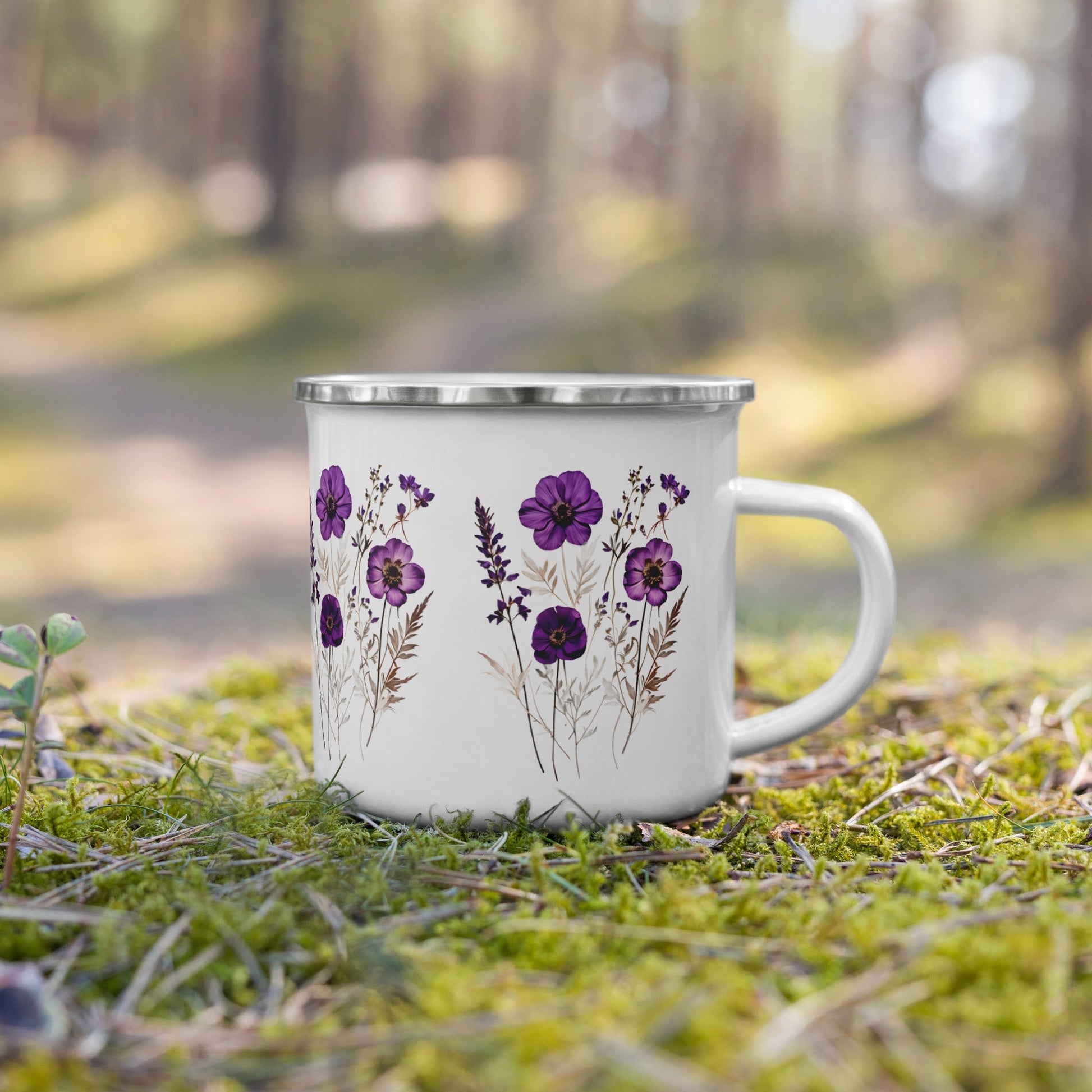 Purple Wildflowers Enamel Mug (12 oz) - Mugs - Discovery Co.