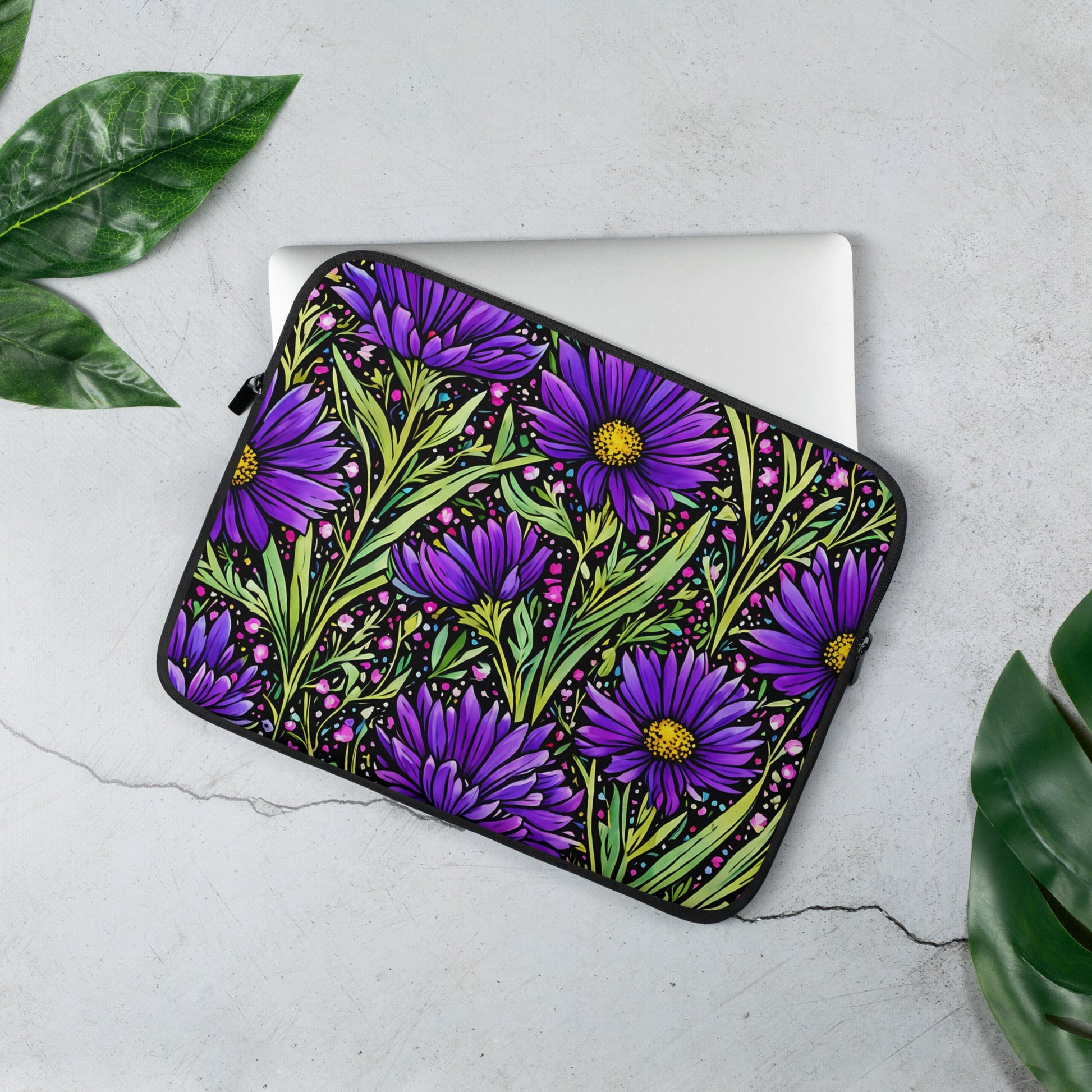 Purple Wildflowers Laptop Sleeve - Laptop Cases - Discovery Co.