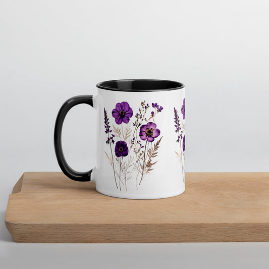Purple Wildflowers Mug With Color Inside (11 oz and 15 oz) - Mugs - Discovery Co.