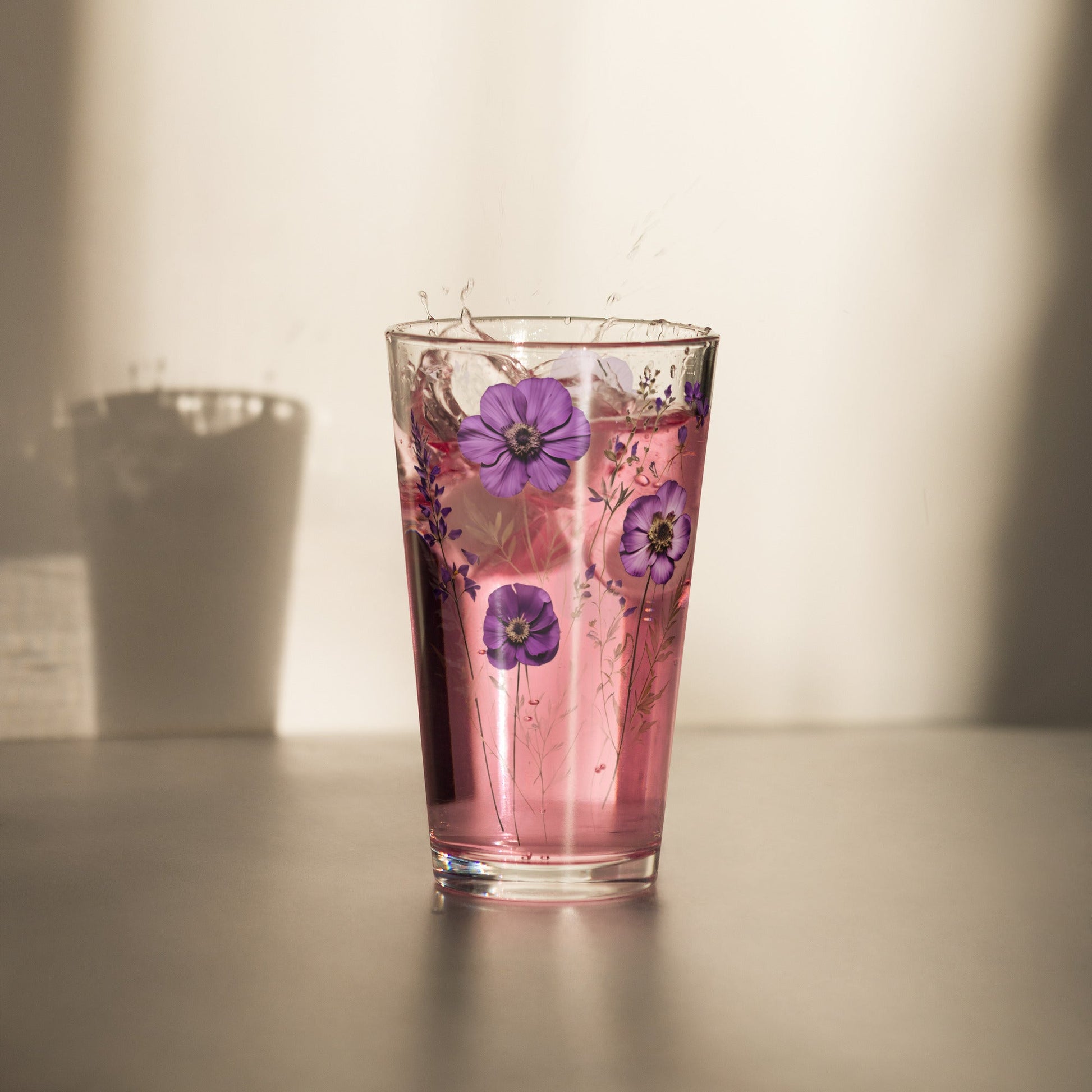 Purple Wildflowers Pint Glass (16 oz) - Beer Glass - Discovery Co.