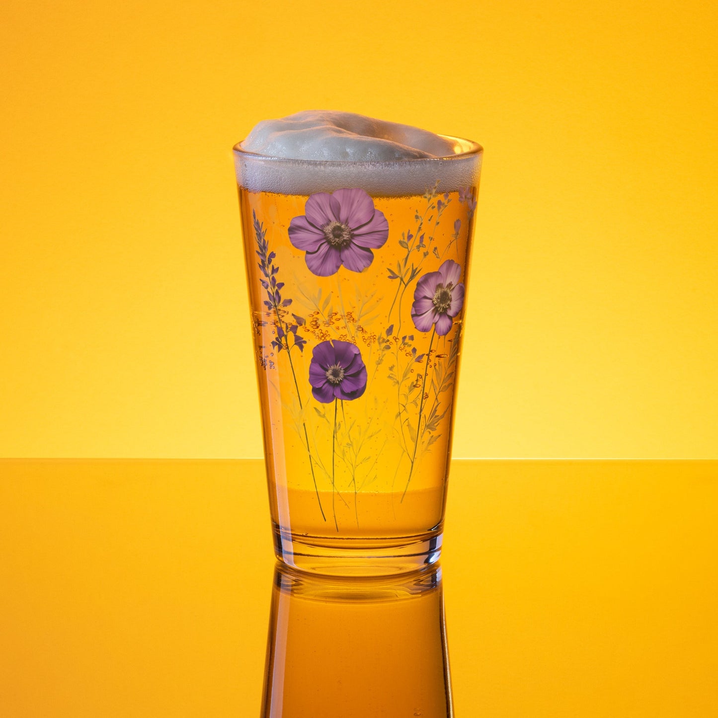 Purple Wildflowers Pint Glass (16 oz) - Beer Glass - Discovery Co.