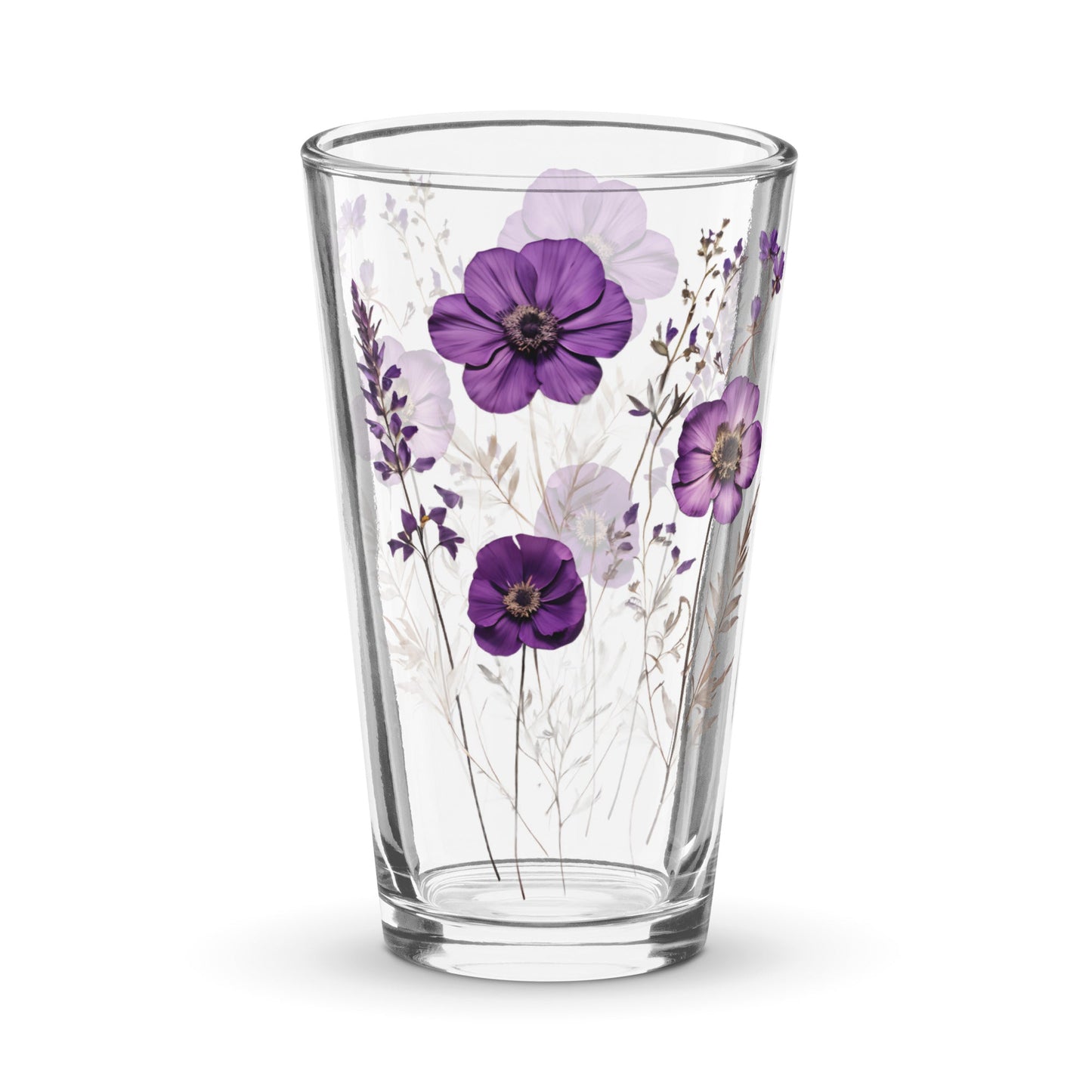 Purple Wildflowers Pint Glass (16 oz) - Beer Glass - Discovery Co.