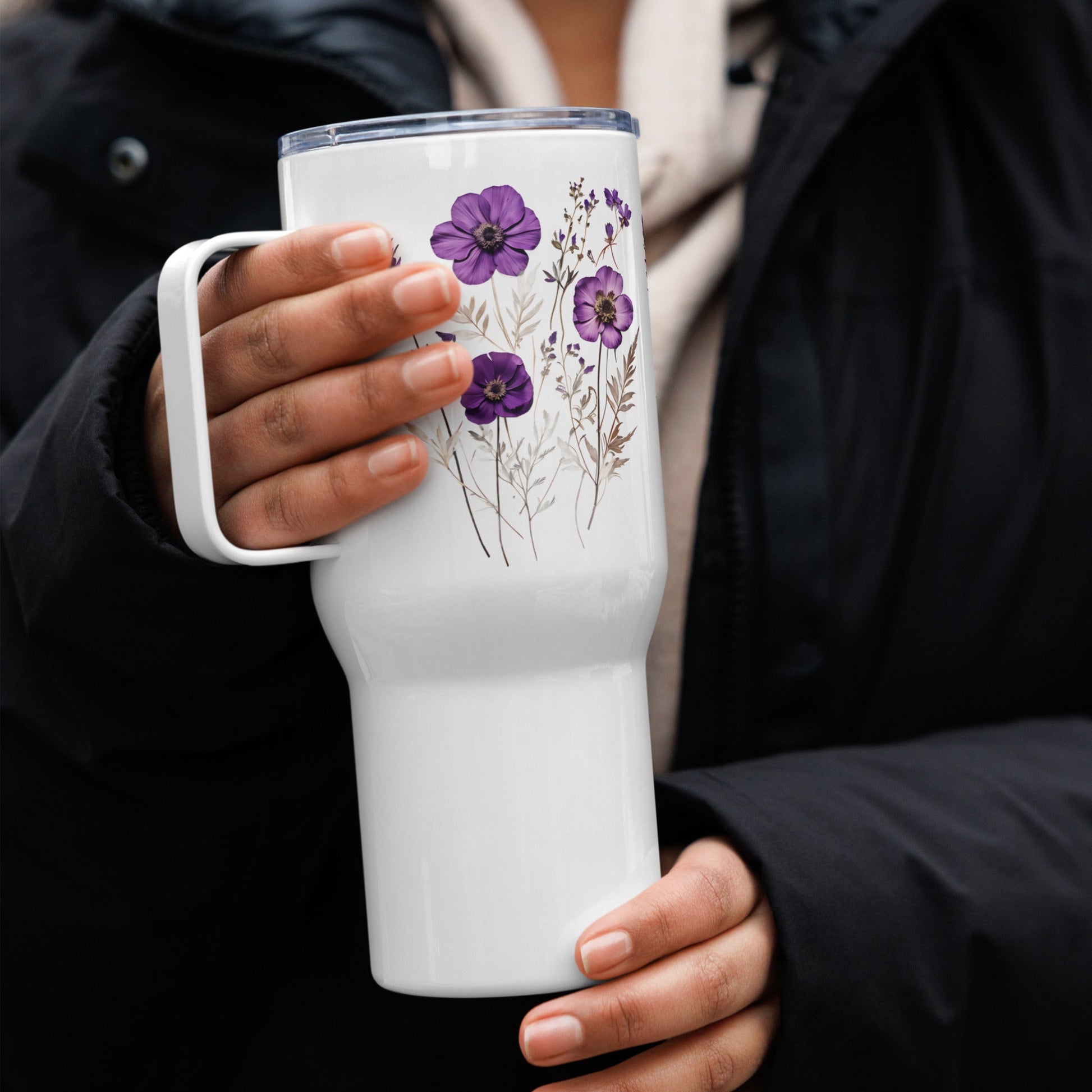 Purple Wildflowers Stainless Steel Travel Mug (25 oz) - Travel Mug - Discovery Co.