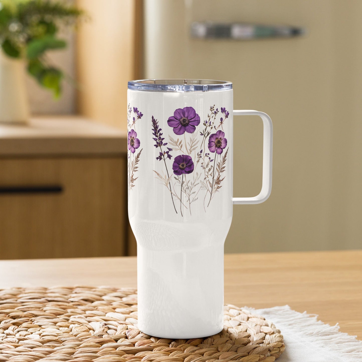 Purple Wildflowers Stainless Steel Travel Mug (25 oz) - Travel Mug - Discovery Co.